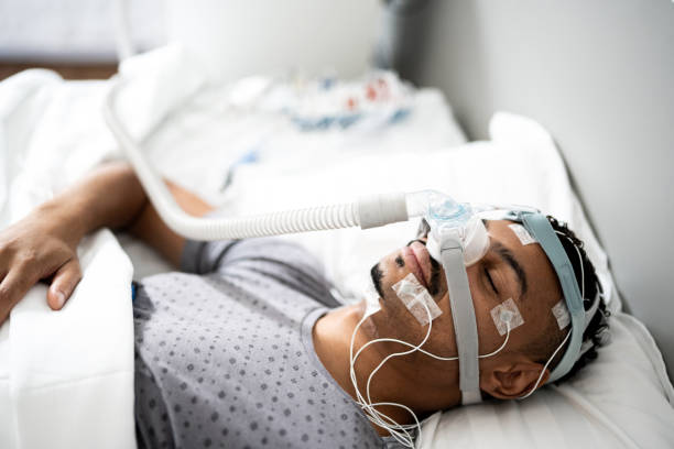 Patient sleeping in a medical clinic doing a medical exam